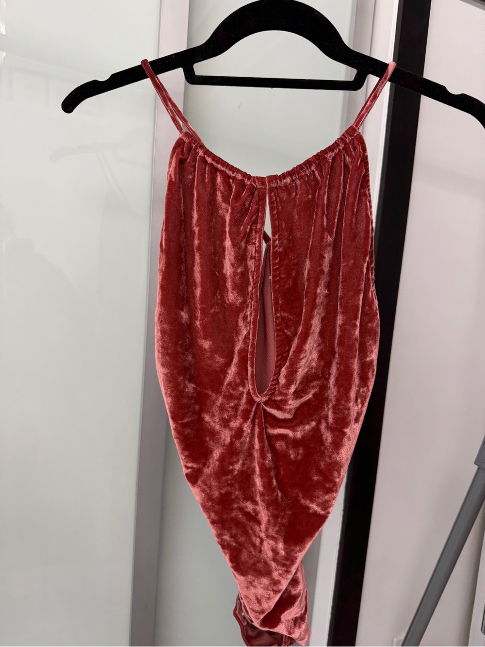 Dusty Rose Velvet Halter Bodysuit